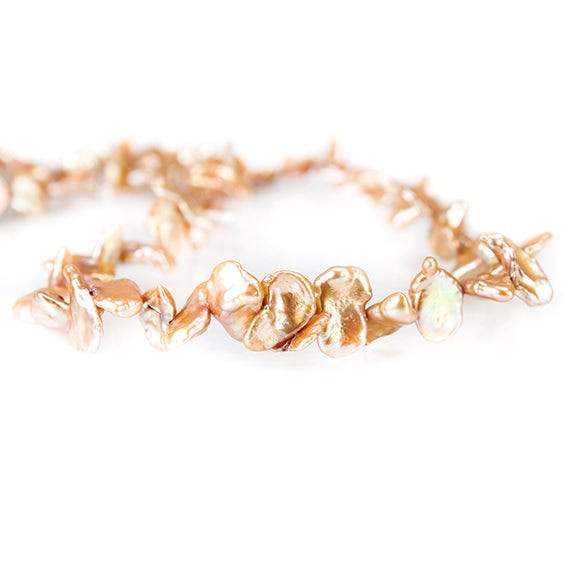 9-10mm Champagne Brown Keshi Side Drilled Freshwater Pearls, 15.5 inch, 70 pieces - Beadsofcambay.com