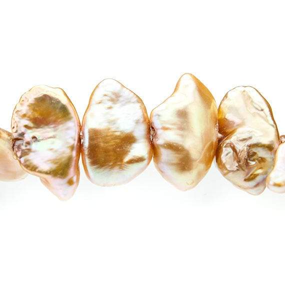 9-10mm Champagne Brown Keshi Side Drilled Freshwater Pearls, 15.5 inch, 70 pieces - Beadsofcambay.com