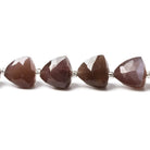 9-10mm Chocolate Moonstone faceted trillion beads 8 inch 18 pieces - Beadsofcambay.com