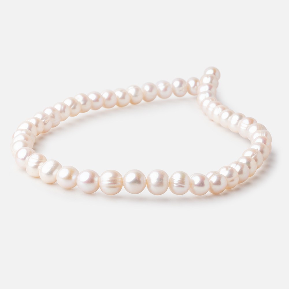 9-10mm Cream Off Round Freshwater Pearls 15.5 inch 47 Beads - Beadsofcambay.com