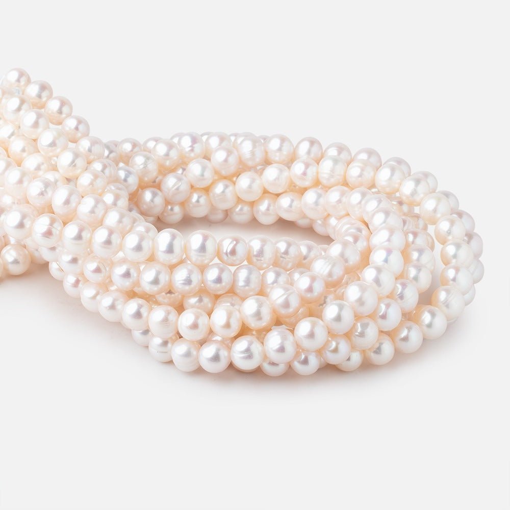 9-10mm Cream Off Round Freshwater Pearls 15.5 inch 47 Beads - Beadsofcambay.com