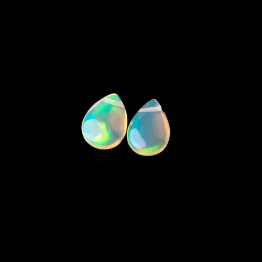 9-10mm Ethiopian Opal Plain Pear Set of 2 Focal Beads AA - Beadsofcambay.com