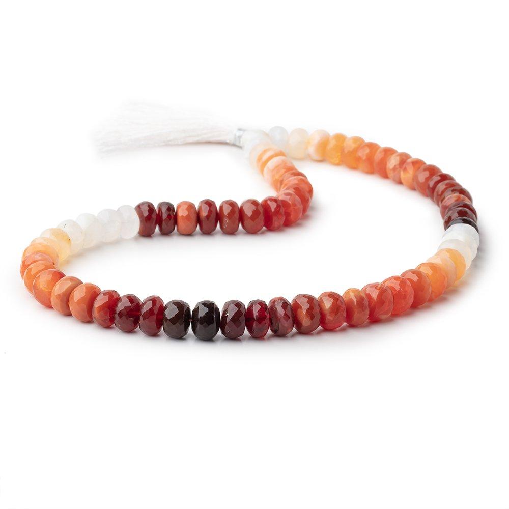 9-10mm Fire Opal Faceted Rondelle Beads 16 inch 66 pieces - Beadsofcambay.com