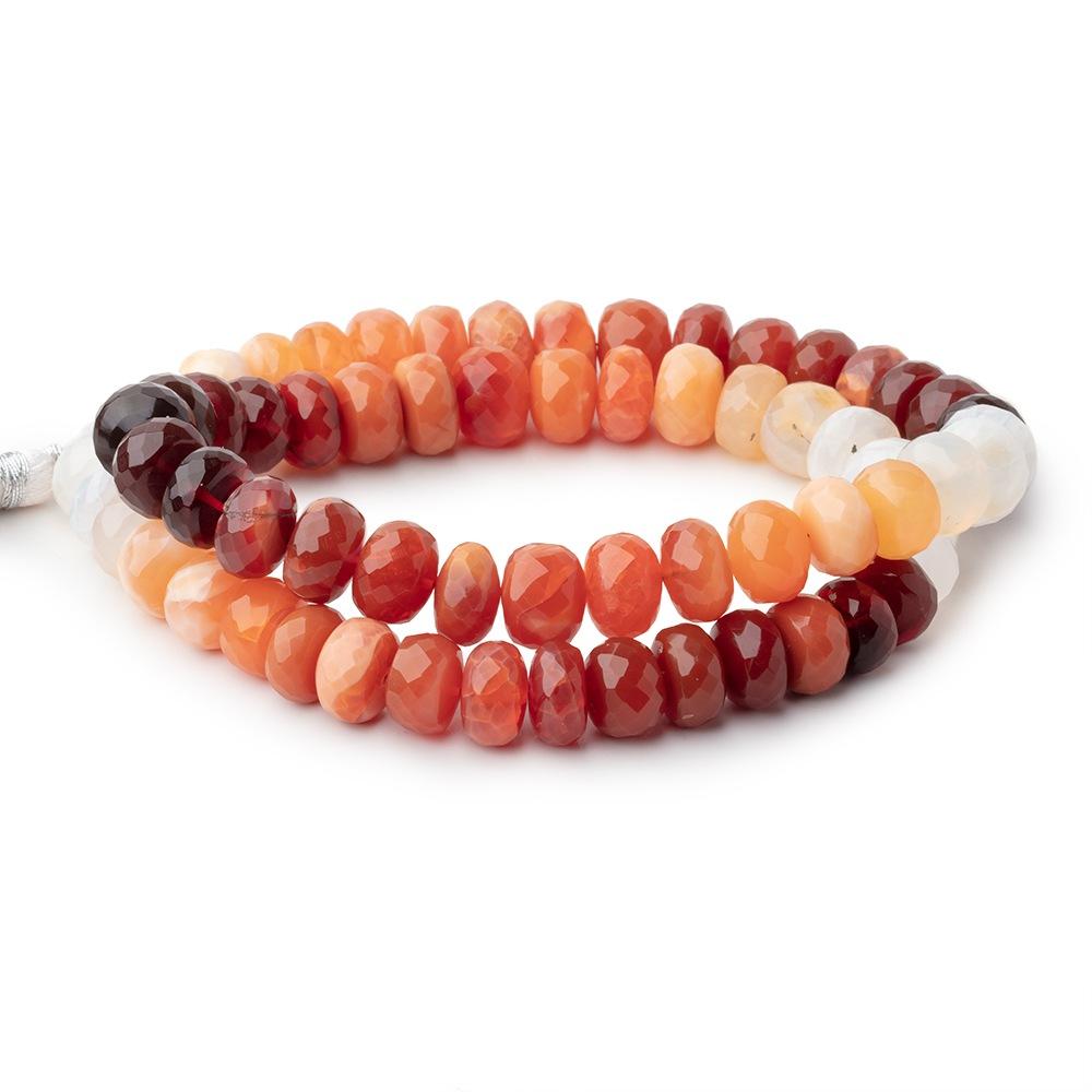 9-10mm Fire Opal Faceted Rondelle Beads 16 inch 66 pieces - Beadsofcambay.com