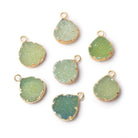 9-10mm Gold Leafed Lime Green Drusy Heart Pendant 1 focal piece - Beadsofcambay.com