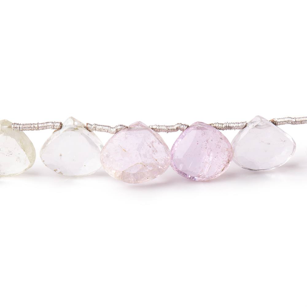 9-10mm Kunzite and Hiddenite Faceted Heart Beads 7.5 inch 18 pieces - Beadsofcambay.com
