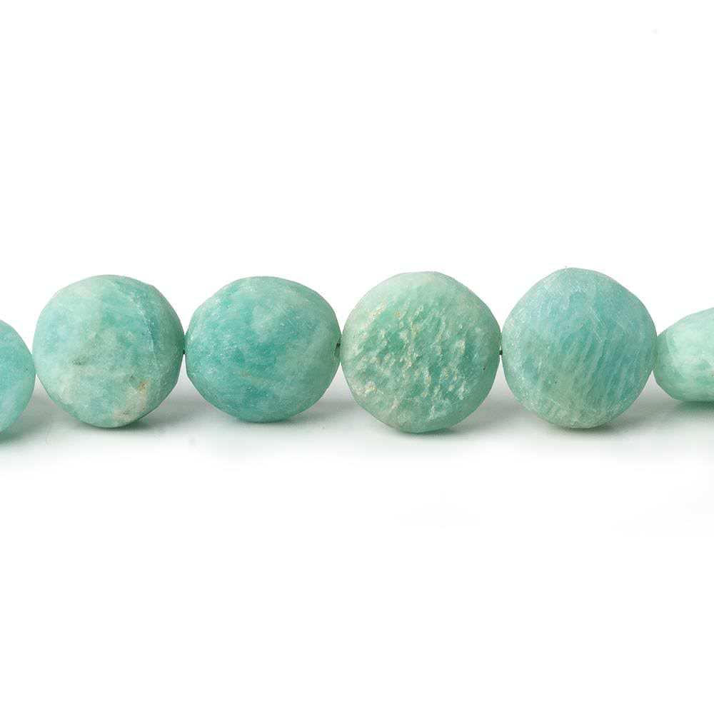 9-10mm Matte Amazonite plain coins 7.5 inch 19 beads A - Beadsofcambay.com