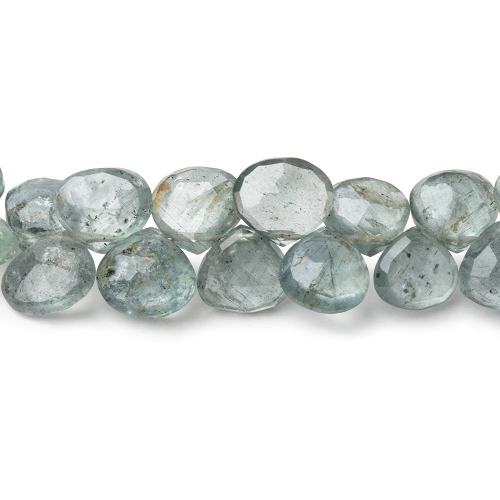 9-10mm Moss Aquamarine Faceted Heart Beads 8 inch 40 pieces AA - Beadsofcambay.com