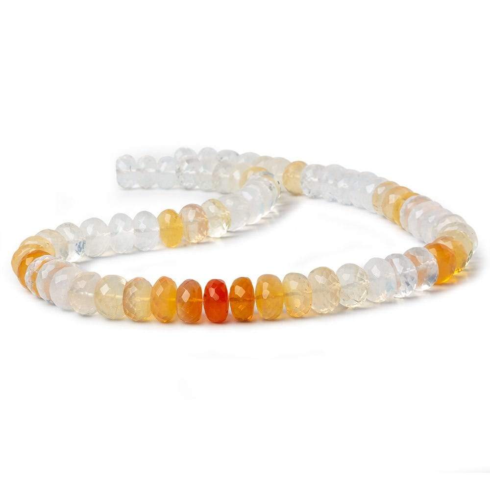 9-10mm Multi Color Fire Opal faceted rondelles 14 inches 65 beads AA - Beadsofcambay.com