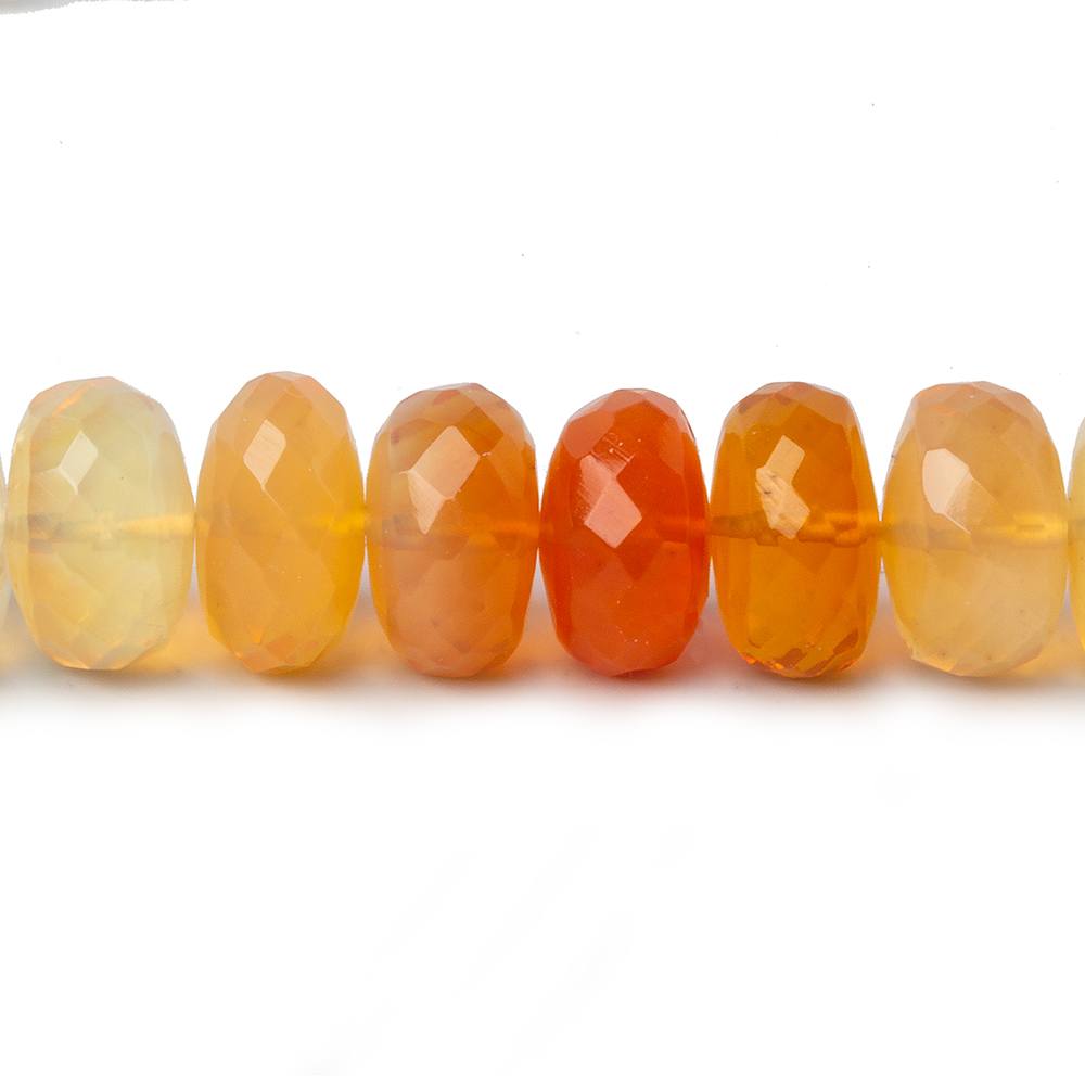 9-10mm Multi Color Fire Opal faceted rondelles 14 inches 65 beads AA - Beadsofcambay.com