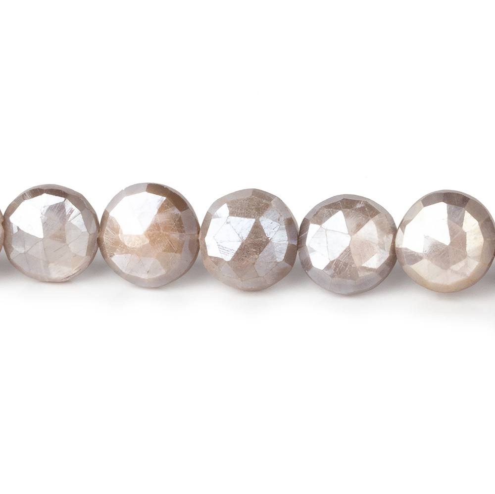9-10mm Mystic Chocolate Moonstone faceted coins 14 inch 43 beads - Beadsofcambay.com