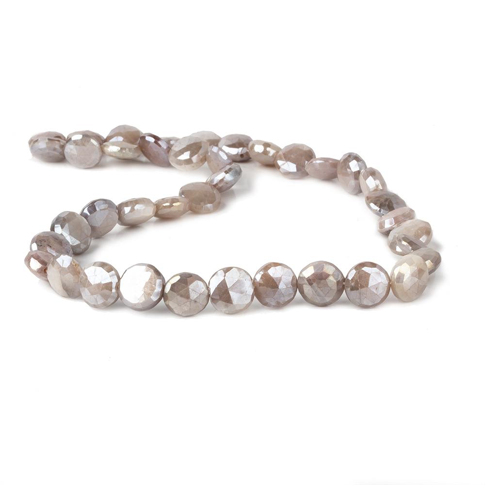 9-10mm Mystic Chocolate Moonstone faceted coins 14 inch 43 beads - Beadsofcambay.com