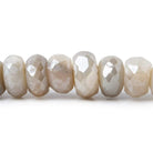 9-10mm Mystic Cream & Grey Moonstone faceted rondelle beads 13 inch 52 pieces A - Beadsofcambay.com