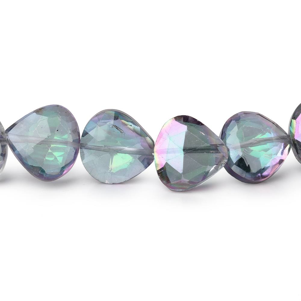 9-10mm Mystic White Topaz Straight Drill Faceted Hearts 9 inch 24 Beads - Beadsofcambay.com