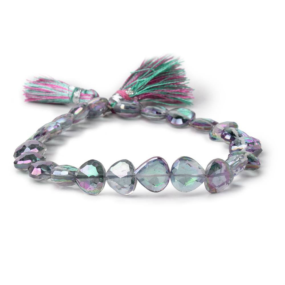 9-10mm Mystic White Topaz Straight Drill Faceted Hearts 9 inch 24 Beads - Beadsofcambay.com