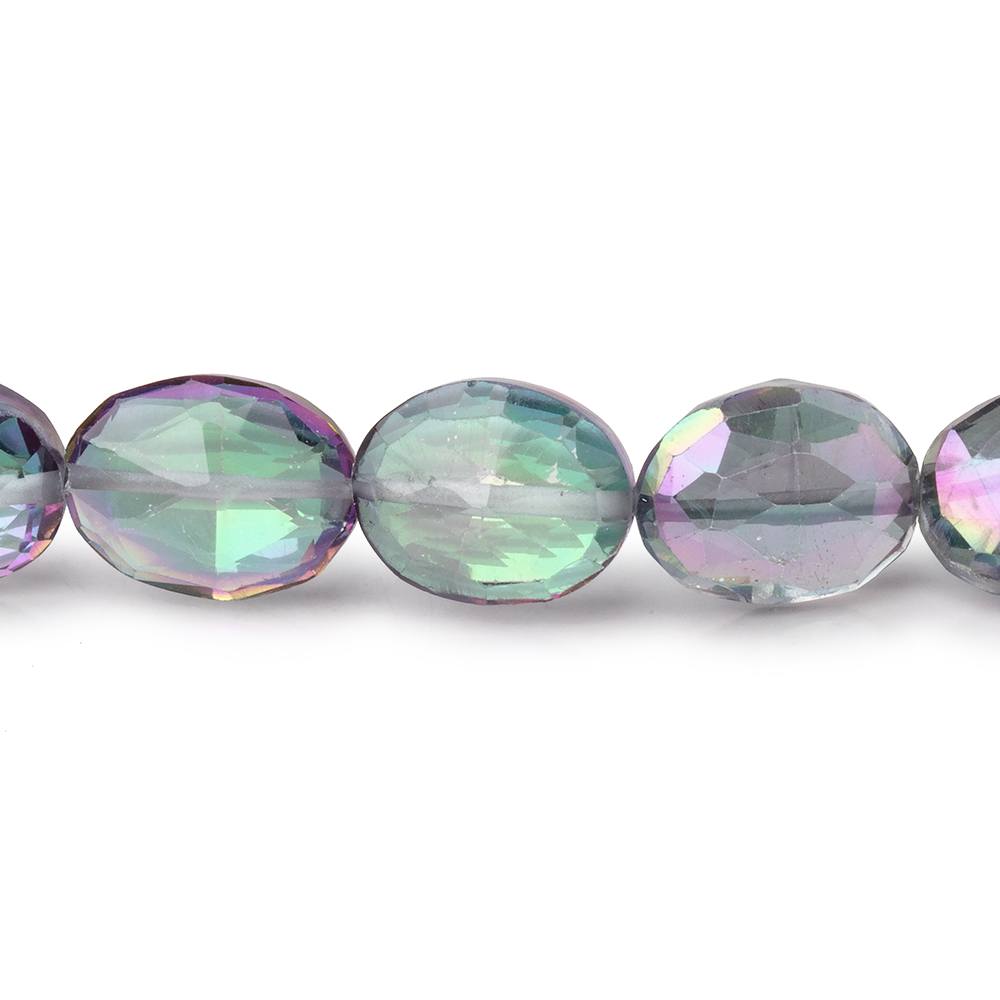 9-10mm Mystic White Topaz Straight Drill Faceted Ovals 9 inch 22 Beads - Beadsofcambay.com