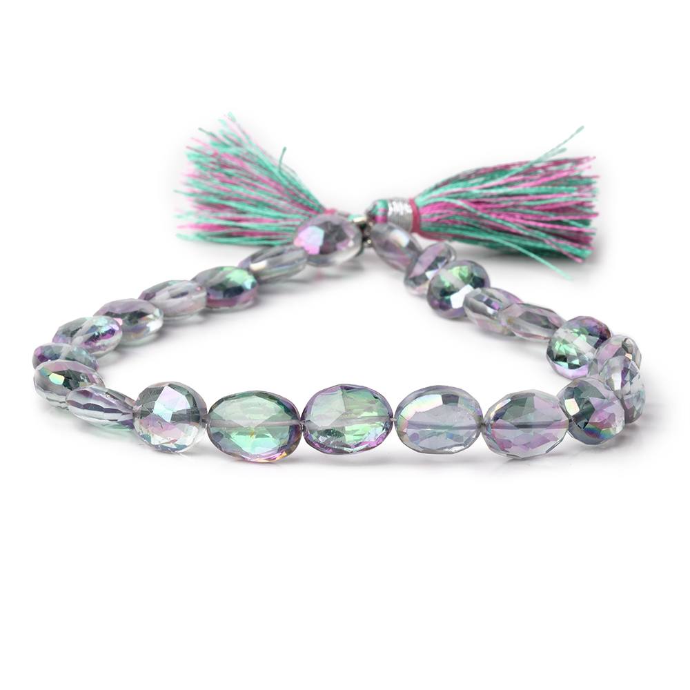 9-10mm Mystic White Topaz Straight Drill Faceted Ovals 9 inch 22 Beads - Beadsofcambay.com