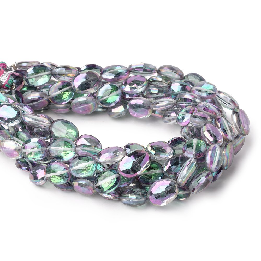 9-10mm Mystic White Topaz Straight Drill Faceted Ovals 9 inch 22 Beads - Beadsofcambay.com