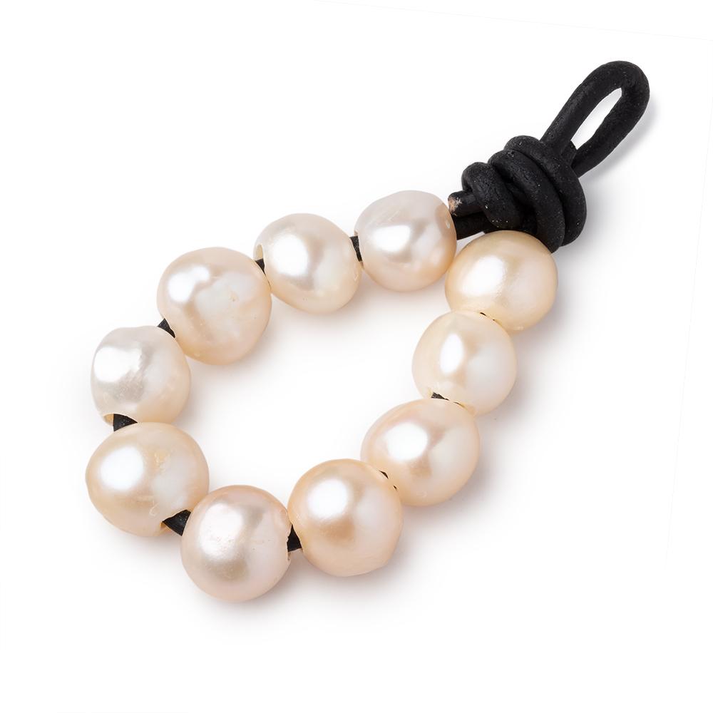 9-10mm Pale Peach Large Hole Baroque Pearls Set of 10 - Beadsofcambay.com