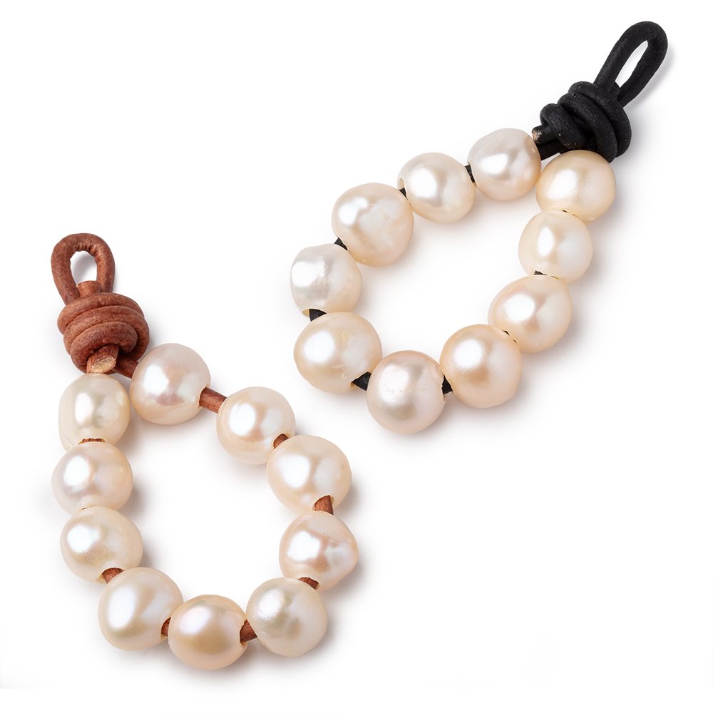 9-10mm Pale Peach Large Hole Baroque Pearls Set of 10 - Beadsofcambay.com