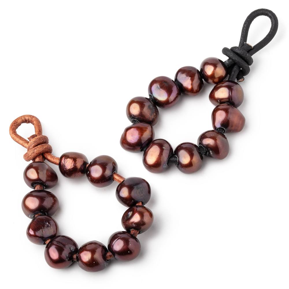 9-10mm Pecan Brown Large Hole Baroque Pearls Set of 10 - Beadsofcambay.com
