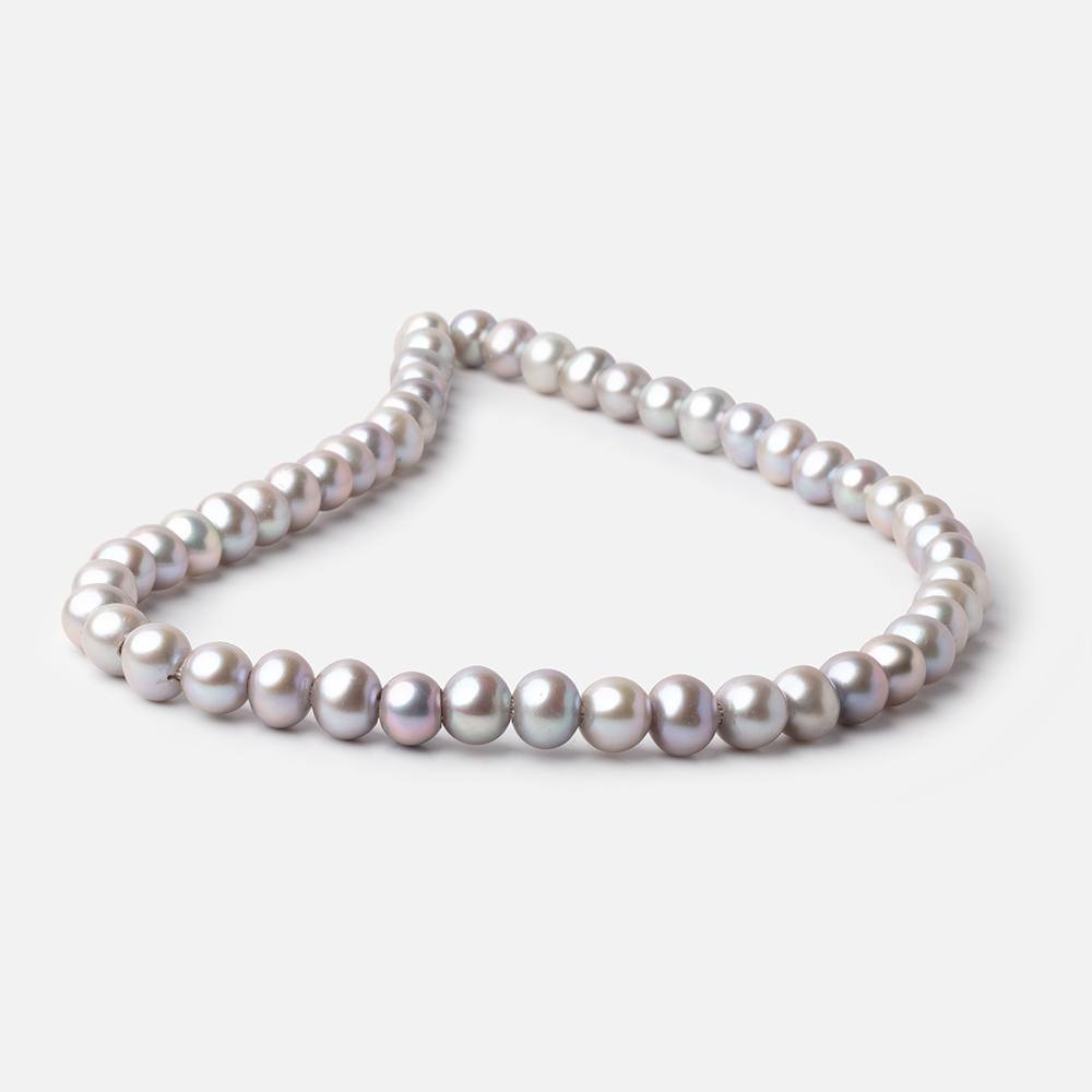 9-10mm Pinkish Silver Large Hole Off Round Freshwater Pearls 15 inches 51 Beads - Beadsofcambay.com