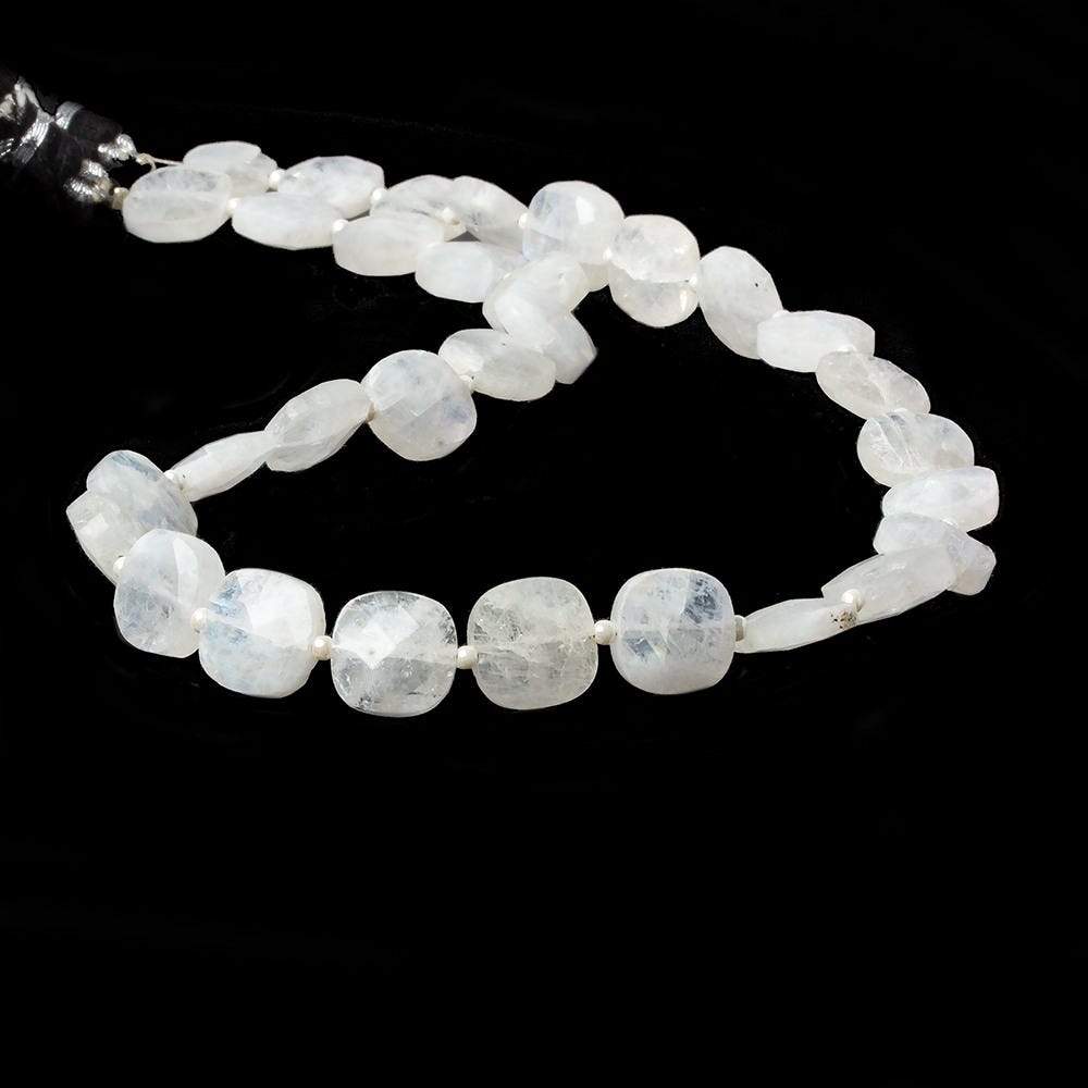 9-10mm Rainbow Moonstone faceted pillow beads 13.5 inch 30 pieces - Beadsofcambay.com