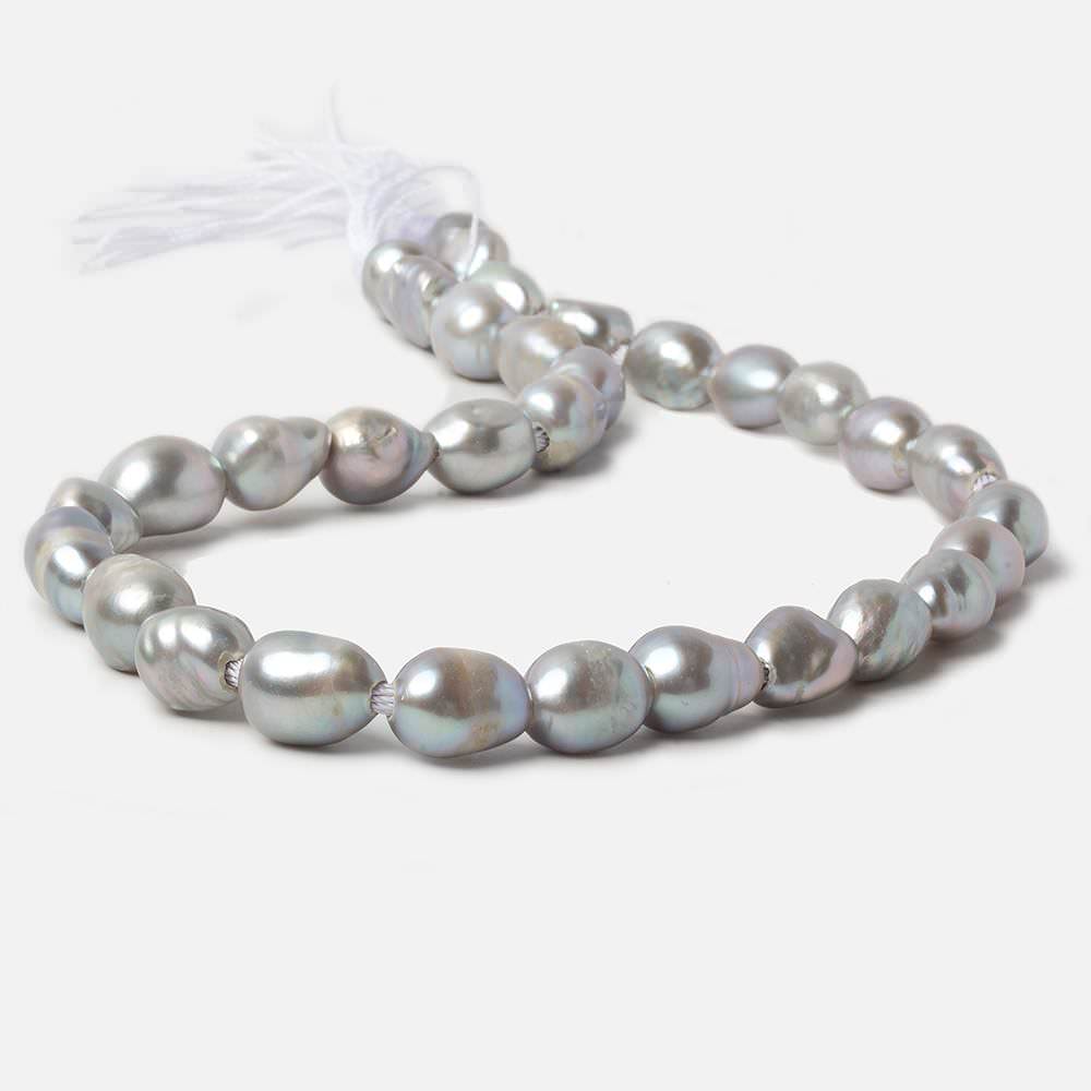 9-10mm Rose' Silver Baroque large hole Freshwater Pearls 16 inch 33 pieces - Beadsofcambay.com