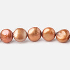 9-10mm Rustic Orange Coin Freshwater Pearls 16 inch 36 pieces - Beadsofcambay.com