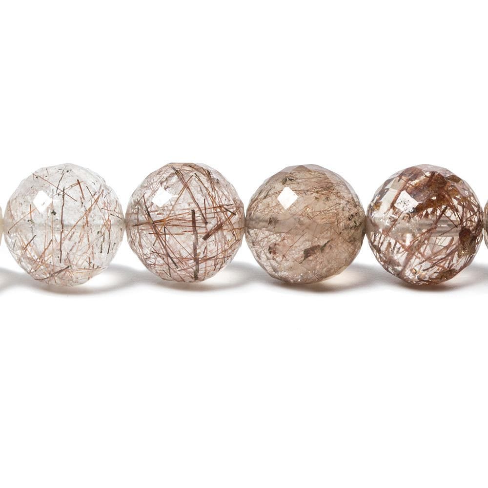 9-10mm Rutilated Quartz Faceted Rounds 16 inches 43 Beads - Beadsofcambay.com
