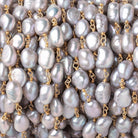 9-10mm Silver Baroque Pearls on Vermeil Chain - Beadsofcambay.com
