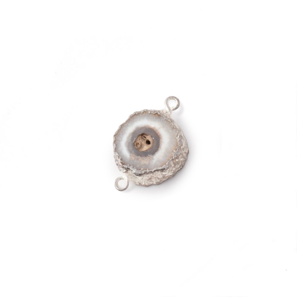 9-10mm Silver Leafed Solar Quartz Slice Connector 1 focal - Beadsofcambay.com
