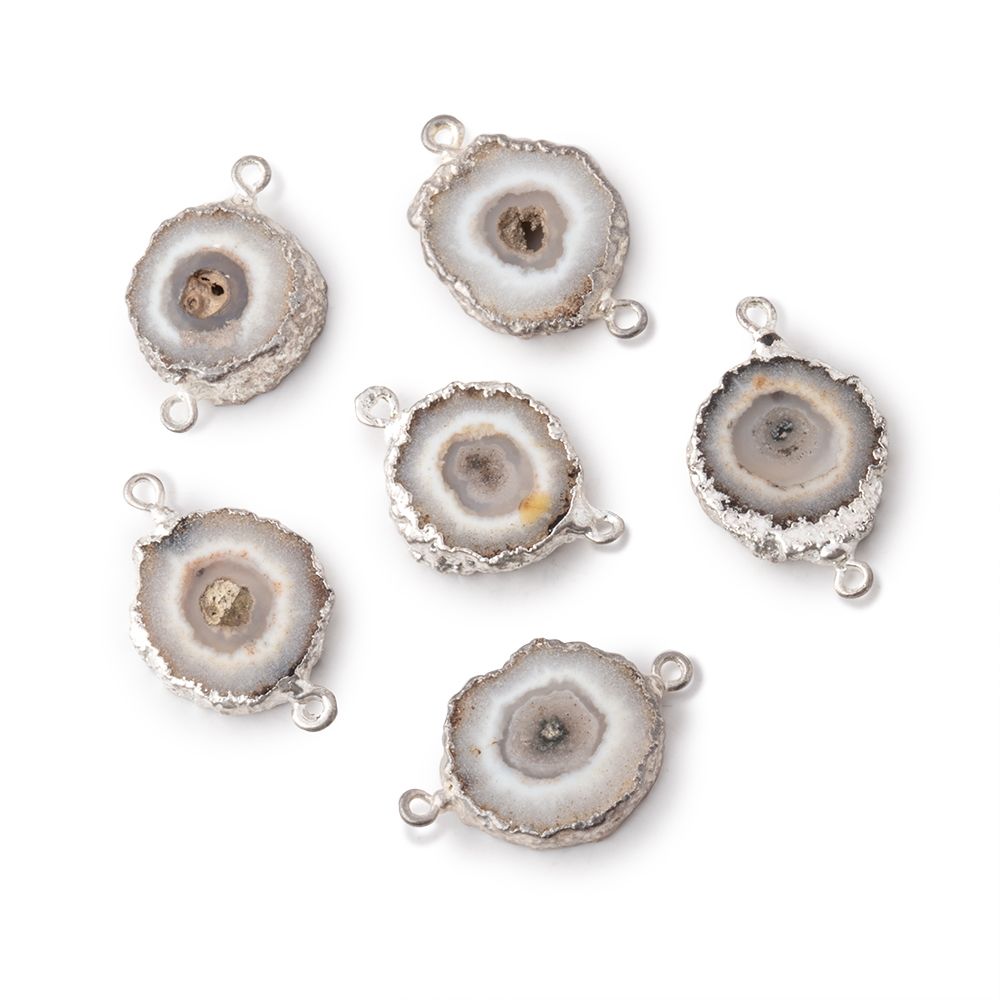 9-10mm Silver Leafed Solar Quartz Slice Connector 1 focal - Beadsofcambay.com