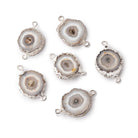 9-10mm Silver Leafed Solar Quartz Slice Connector 1 focal - Beadsofcambay.com