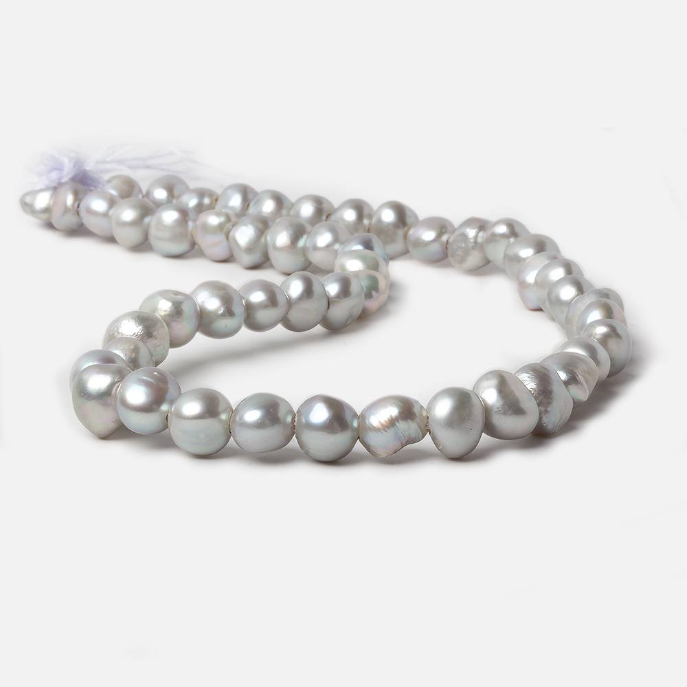 9-10mm True Silver Baroque large hole Freshwater Pearls 16 inch 48 pieces - Beadsofcambay.com