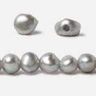 9-10mm True Silver Baroque large hole Freshwater Pearls 16 inch 48 pieces - Beadsofcambay.com