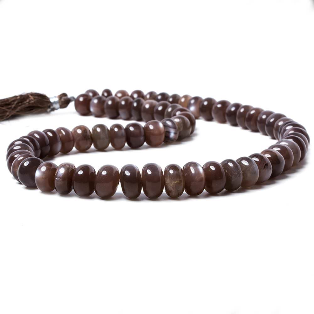 9-11.5mm Chocolate Moonstone plain rondelle beads 16 inch 61 pieces - Beadsofcambay.com