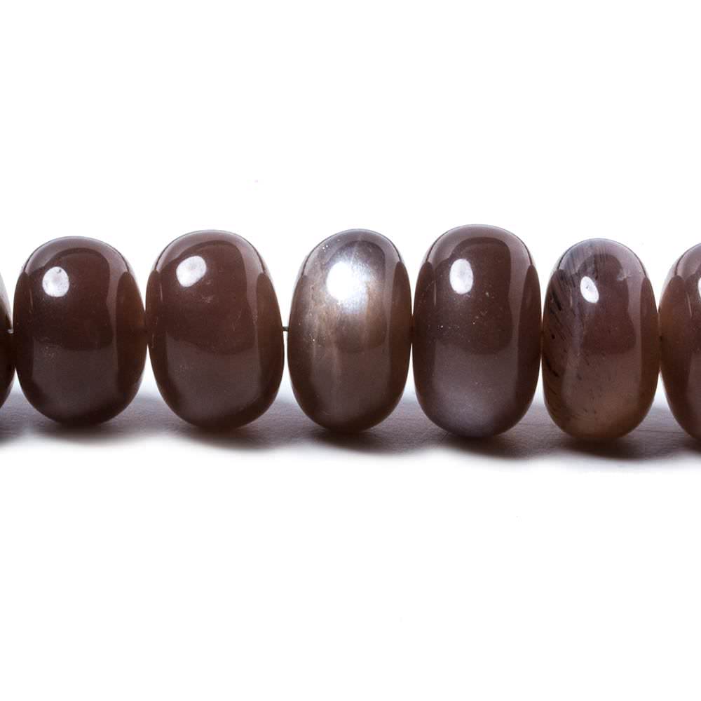 9-11.5mm Chocolate Moonstone plain rondelle beads 16 inch 61 pieces - Beadsofcambay.com