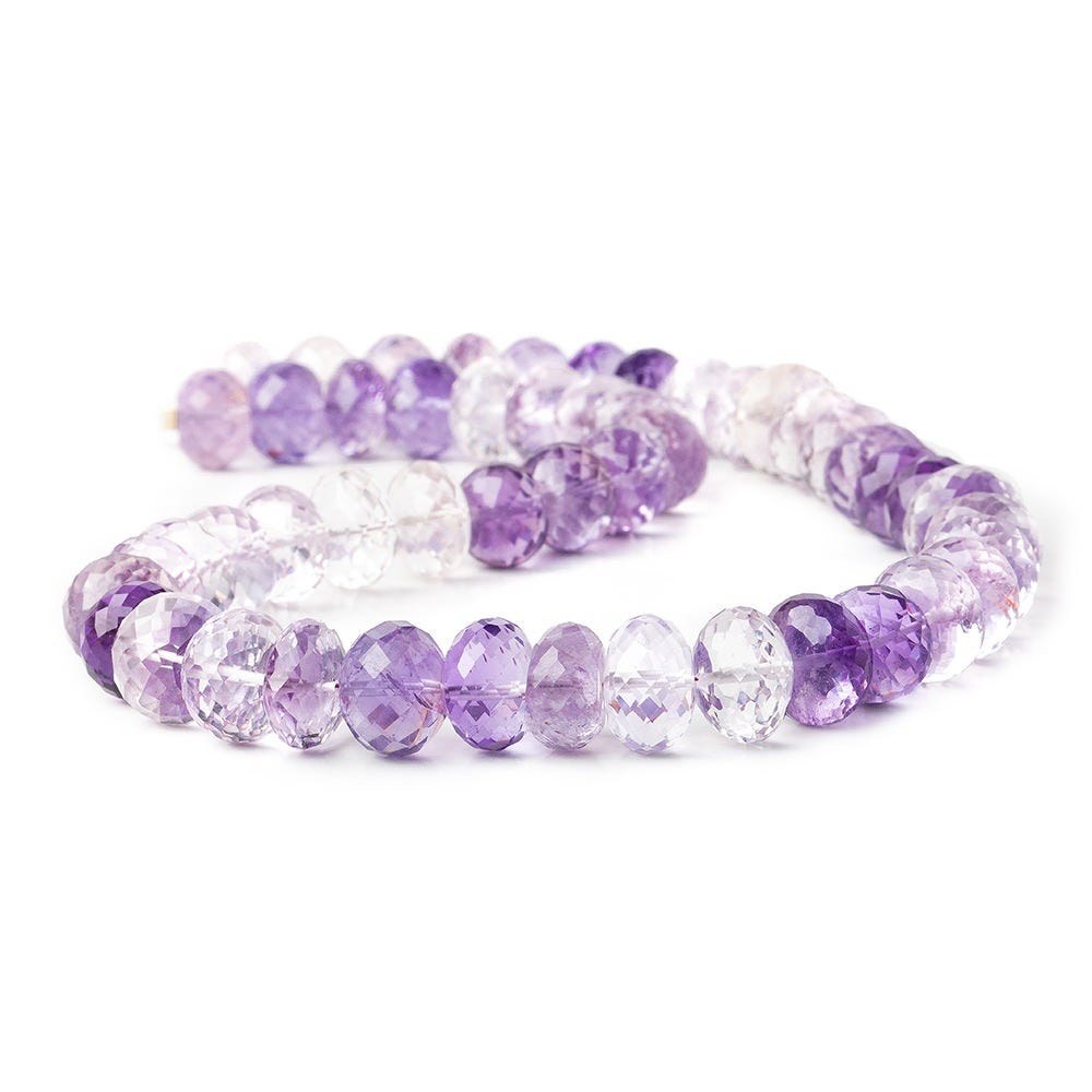 9-11mm Amethyst and Pink Amethyst Faceted Rondelle Beads 15 inch 51 pieces - Beadsofcambay.com