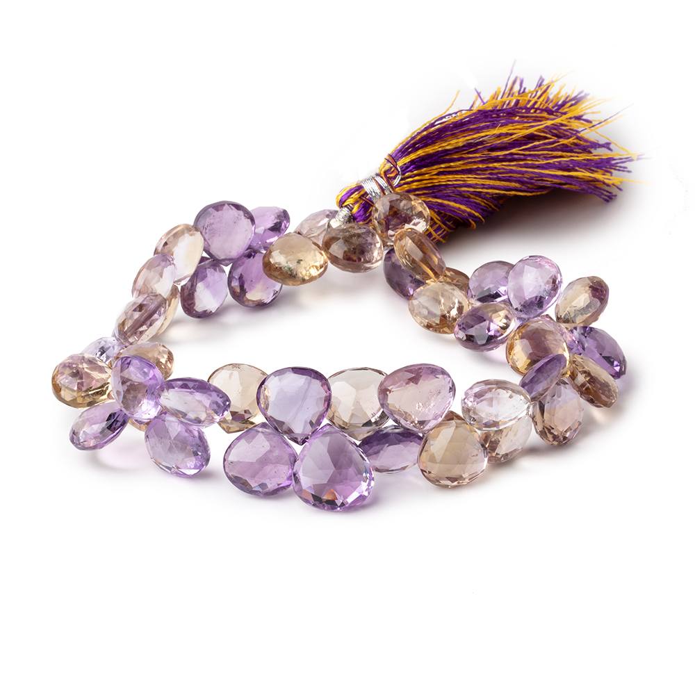 9-11mm Ametrine Faceted Heart Beads 8 inch 46 pieces - Beadsofcambay.com