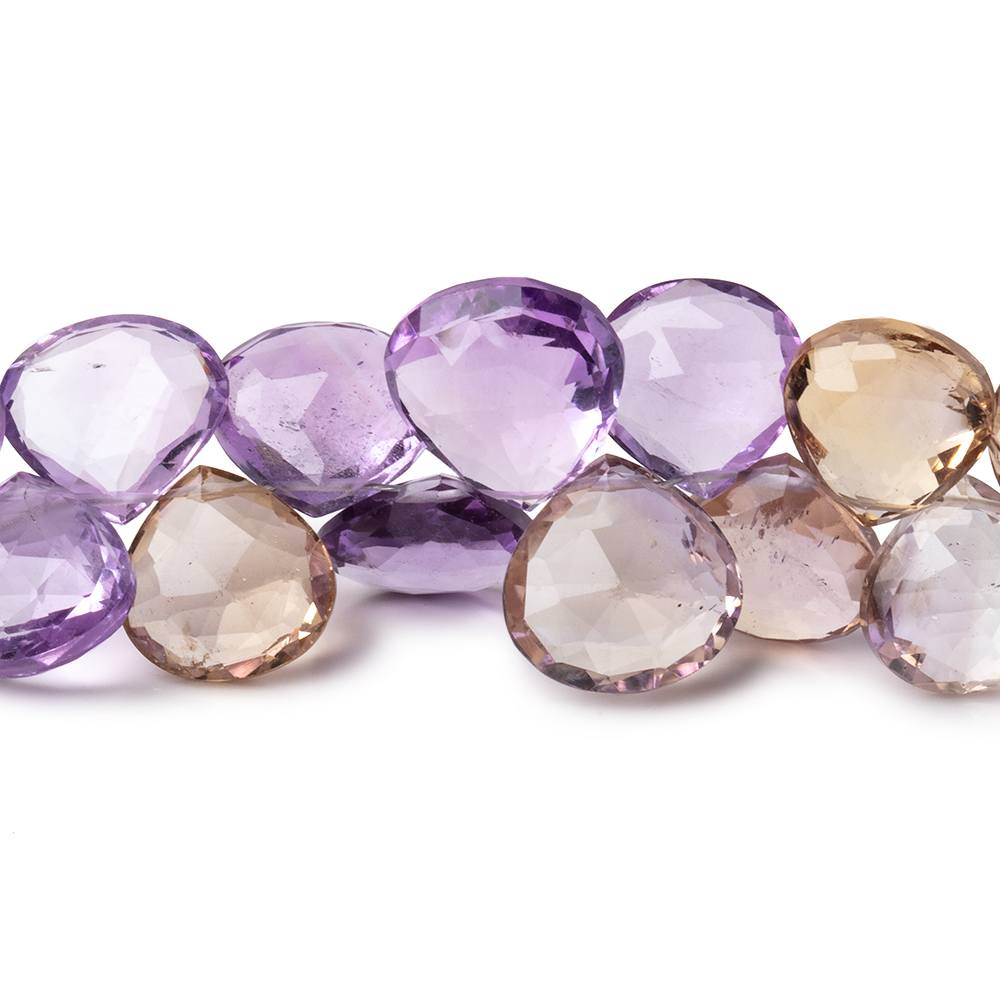 9-11mm Ametrine Faceted Heart Beads 8 inch 46 pieces - Beadsofcambay.com