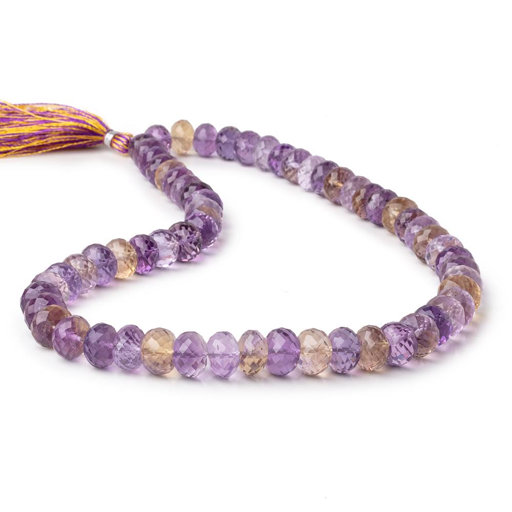 9-11mm Ametrine Faceted Rondelle Beads 16 inches 62 pieces - Beadsofcambay.com