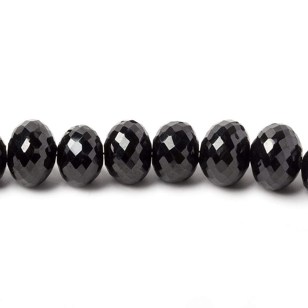 9-11mm Black Spinel Faceted Rondelle Beads 16 inch 54 pieces - Beadsofcambay.com