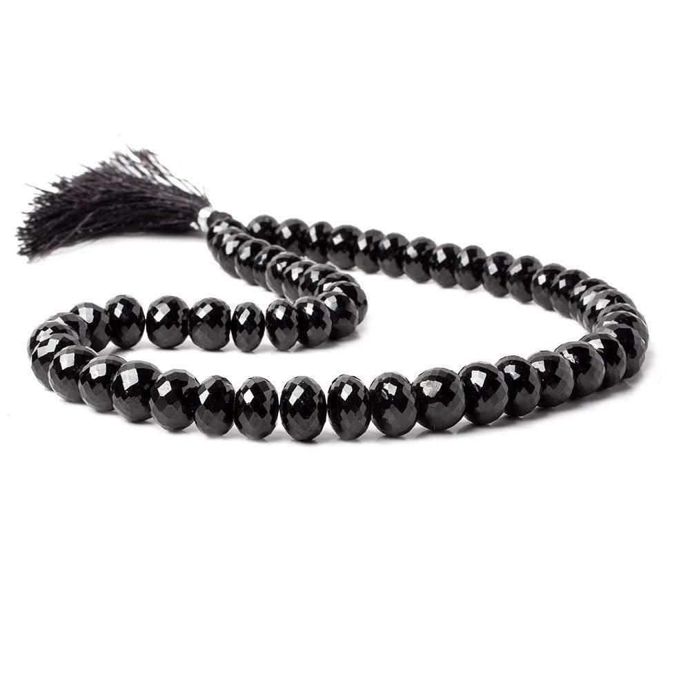 9-11mm Black Spinel Faceted Rondelle Beads 16 inch 54 pieces - Beadsofcambay.com