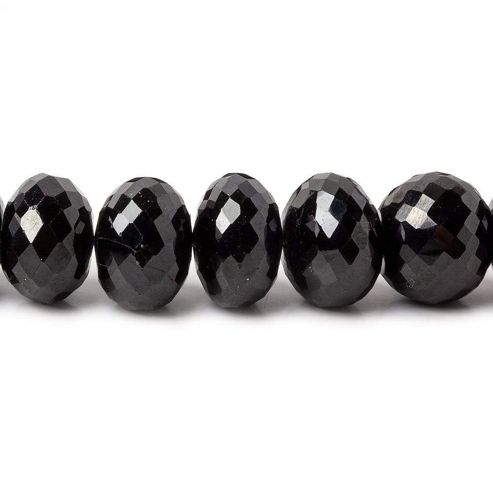 9-11mm Black Spinel Faceted Rondelle Beads 16 inch 54 pieces - Beadsofcambay.com