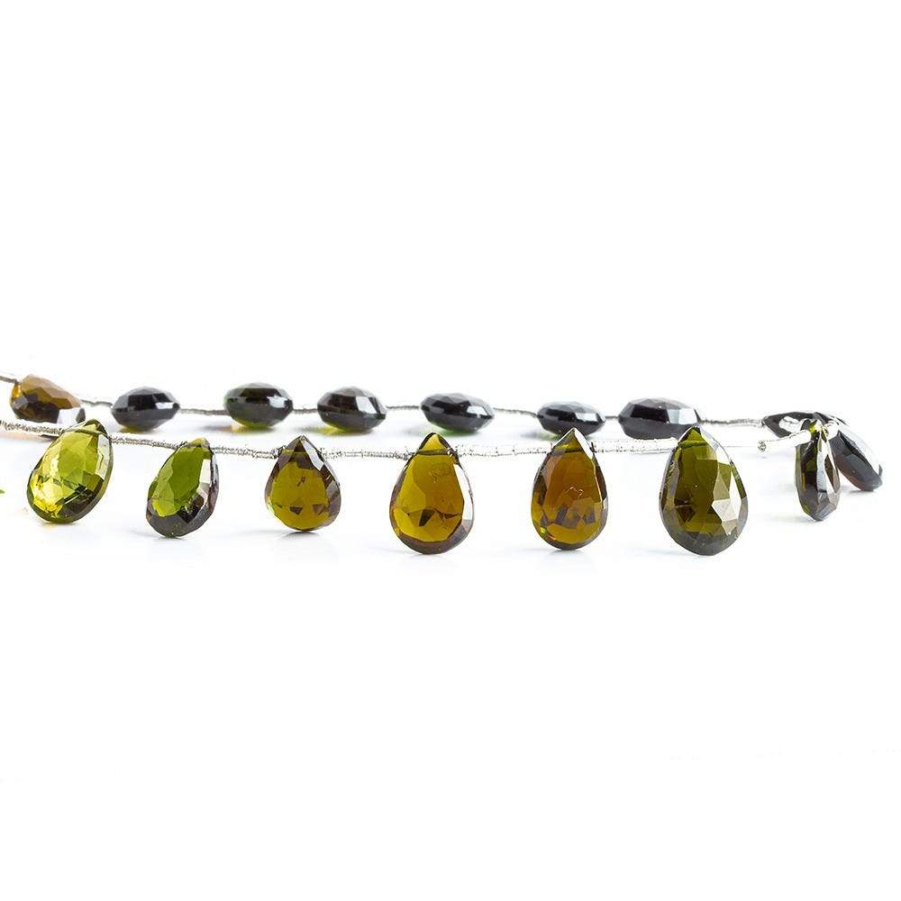 9-11mm Brown Green Tourmaline Pear Briolette - Beadsofcambay.com
