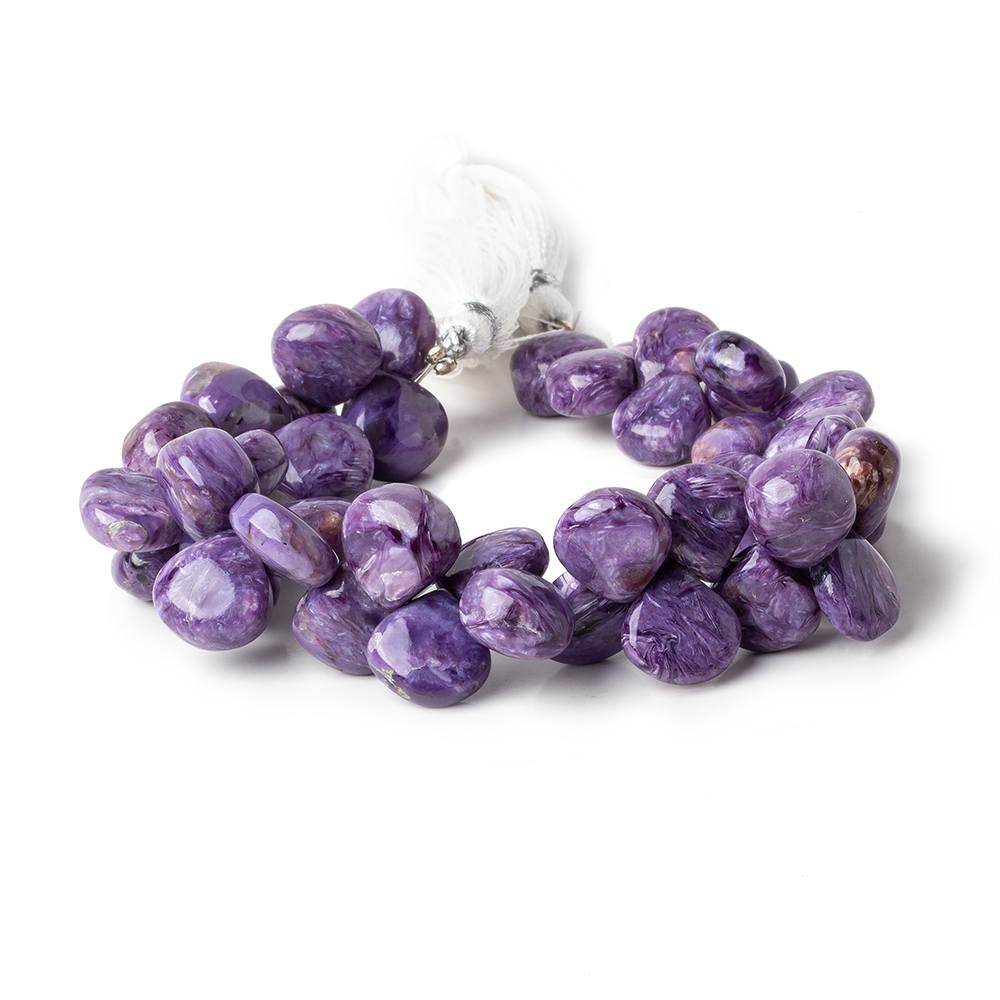 9-11mm Charoite plain cleft less heart beads 8 inch 45 pieces A - Beadsofcambay.com