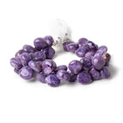 9-11mm Charoite plain cleft less heart beads 8 inch 45 pieces A - Beadsofcambay.com