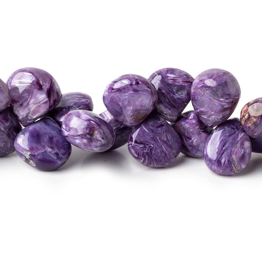 9-11mm Charoite plain cleft less heart beads 8 inch 45 pieces A - Beadsofcambay.com