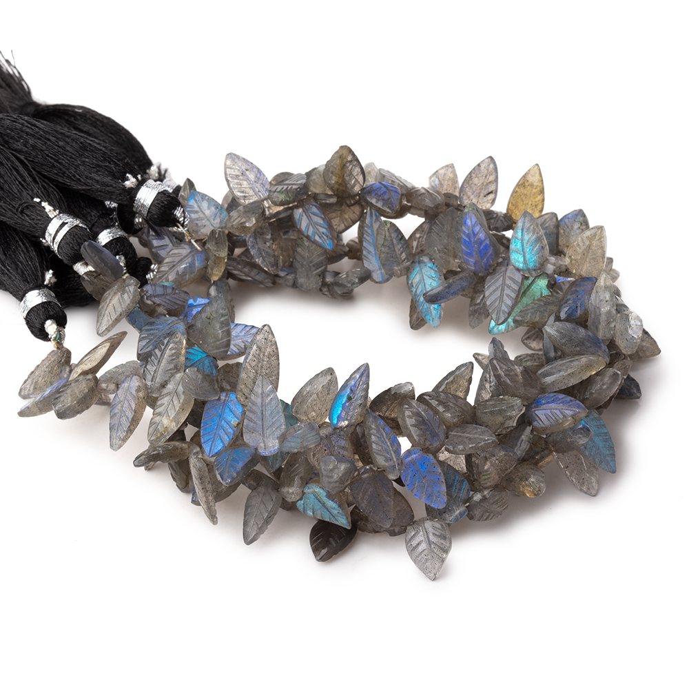 9-11mm Labradorite Carved Leaf Beads 8 inch 48 pieces AA - Beadsofcambay.com